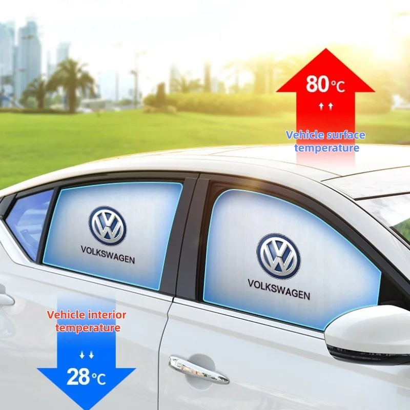 Car magnetic sunshade curtain for sun protection, heat insulation, and UV protection side window shading