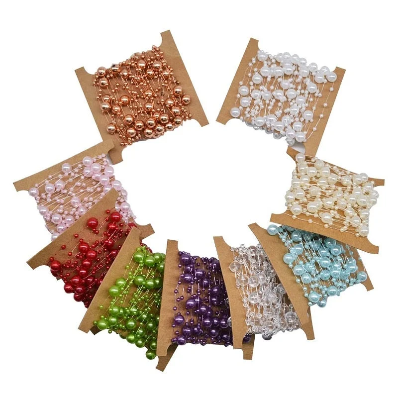 5M Fishing Line Artificial Pearls Beads Chain Garland Flowers Wedding Bridal Bouquet Flowers Wedding Party DIY Decoration