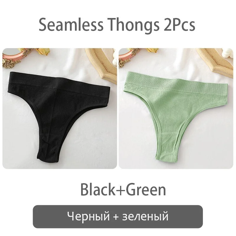 FINETOO Women Thong Panties Sexy Underwear Low Waist G-String Female Underpants Girls Thongs Solid T-back Seamless Lingerie S-XL
