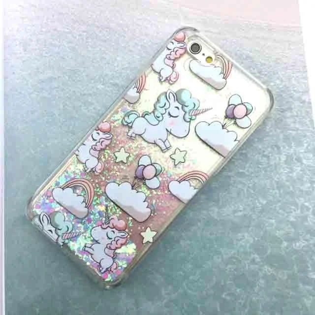 Cute Unicorn Case For iPhone 6 6S Dynamic Glitter Stars Phone Cases Cover For iphone 6S 6 / Plus