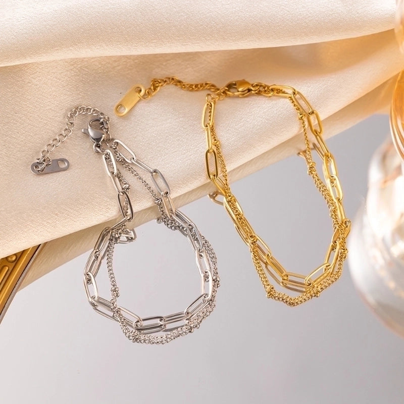 Casual Minimalist Solid Color Titanium Steel Bracelets In Bulk