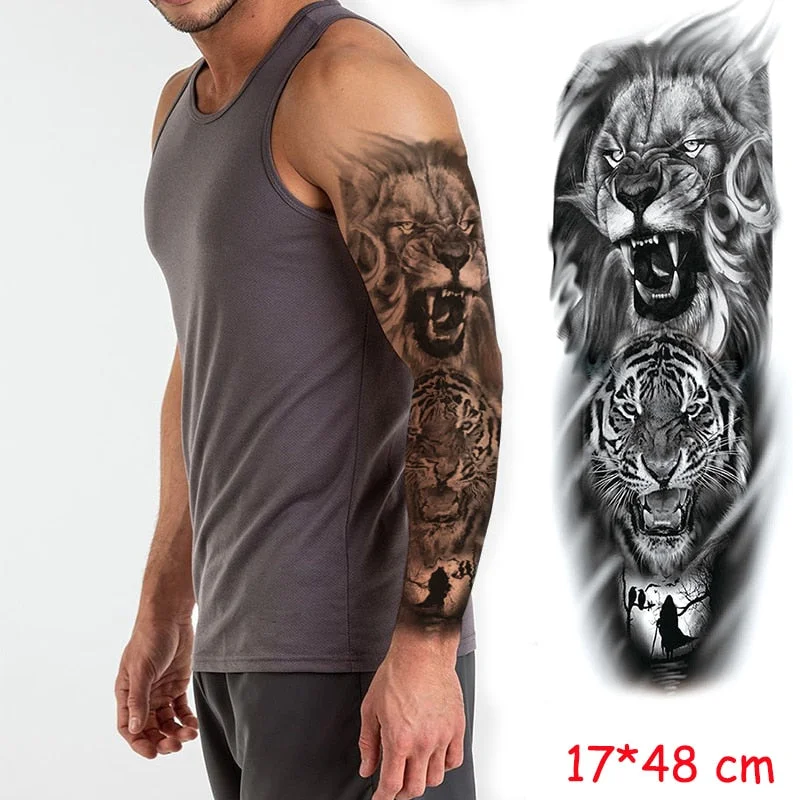 Waterproof Temporary Tattoo Sticker Full Arm Large Virgin Cross Tatoo Stickers Flash Fake Tattoos for Men Women