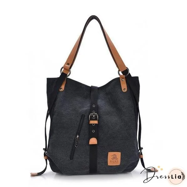 Women Canvas Casual Multifunctional Microfiber Leather Large Capacity Handbag Shoulder Bags Backpack