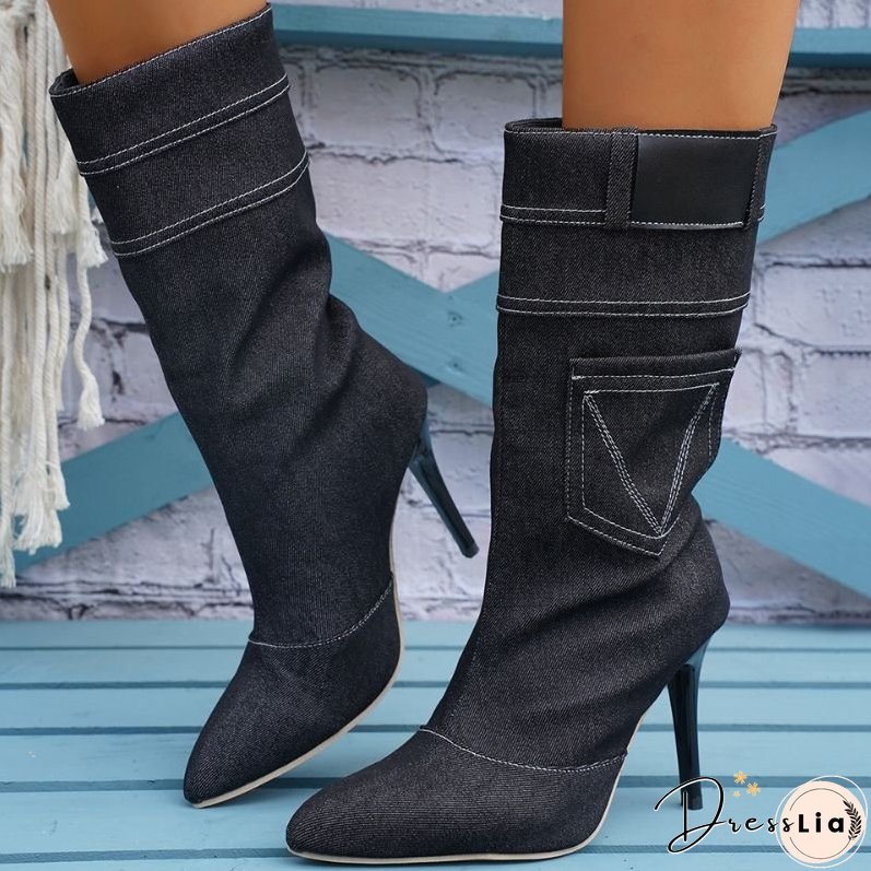 Denim Rider Mid-calf Boots