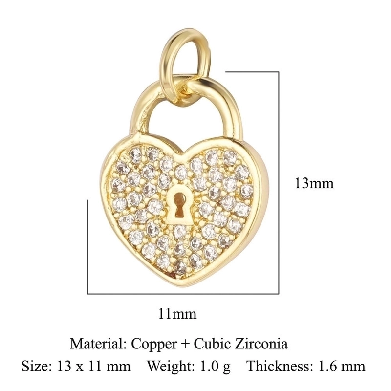1 Piece Copper Zircon 18K Gold Plated Heart Shape Crown