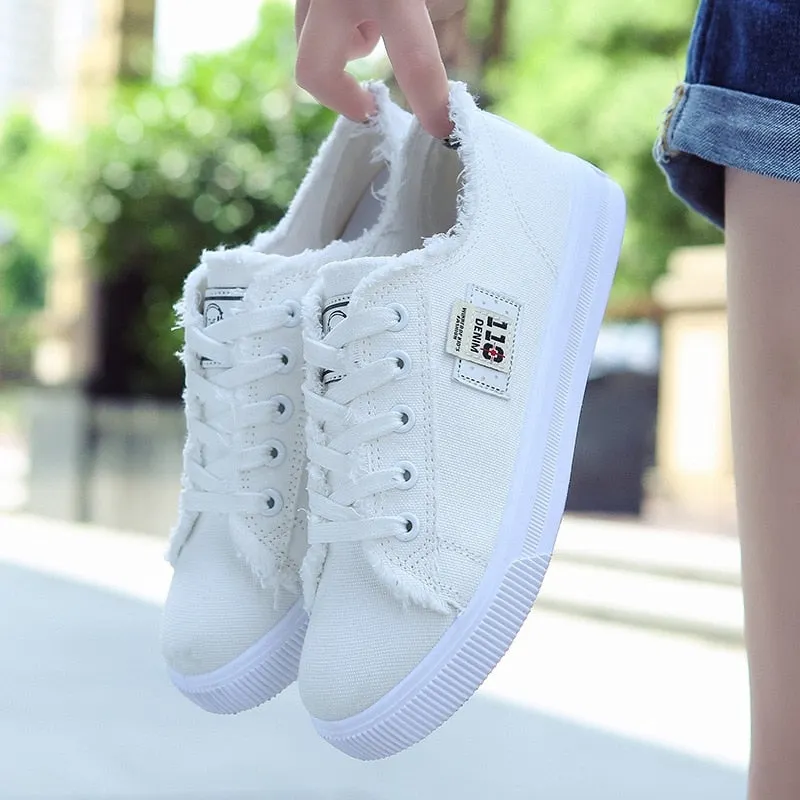 Canvas Shoes Women's 2021 Lace Up Canvas Women's Shoes White Strappy Casual Shoes Ladies Socofy Flat Shoes Women Loafers
