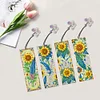 (US Only)4Pcs DIYSunflower Feather Diamond Painting Bookmarks Mosaic Art for Book Lovers