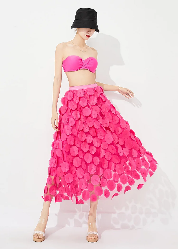 4.29Women Rose Elastic Waist Exra Large Hem Tulle Skirt Summer