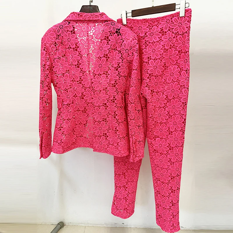 Nigikala Nigikala New Star Fashion Water-Soluble Lace Suit Small Foot Trousers Set Two Sets