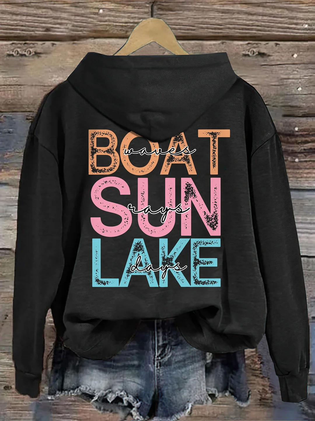 Boat Waves Sun Rays Lake Days Hoodie