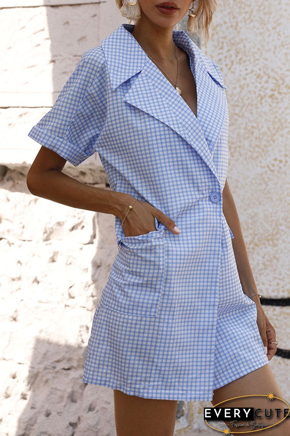 Fashion Street Plaid Split Joint Turndown Collar A Line Dresses