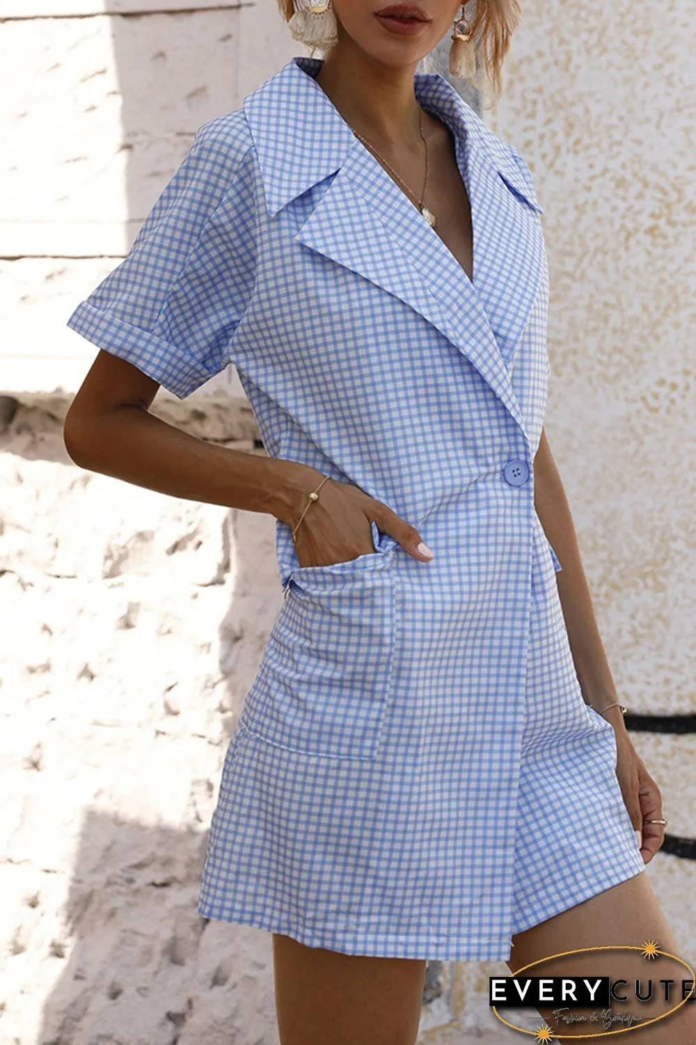 Fashion Street Plaid Split Joint Turndown Collar A Line Dresses
