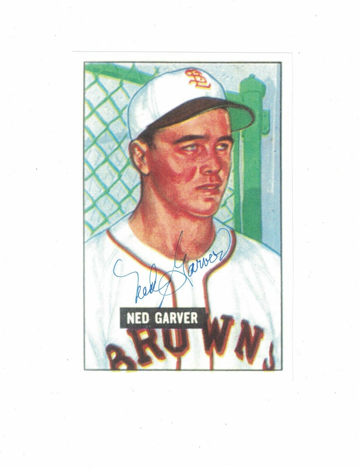 Ned Garver St. Louis Browns Signed Blow Up Bowman Paper Photo Poster painting W/Our COA