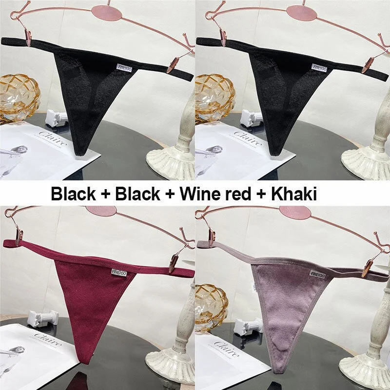 4PCS/Set Sexy G-String Women's Panties Cotton Underwear Lingerie for Female Underpants T-Back Panties Briefs Thong Intimates