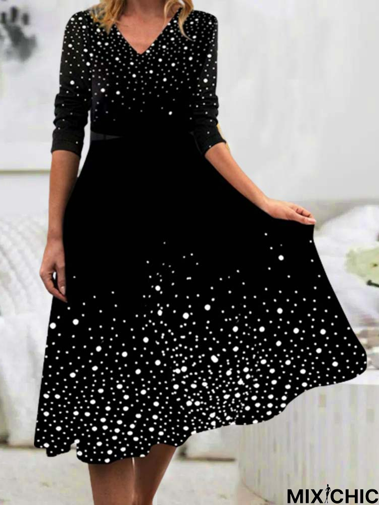 Urban Polka Dots Regular Fit V Neck Dress