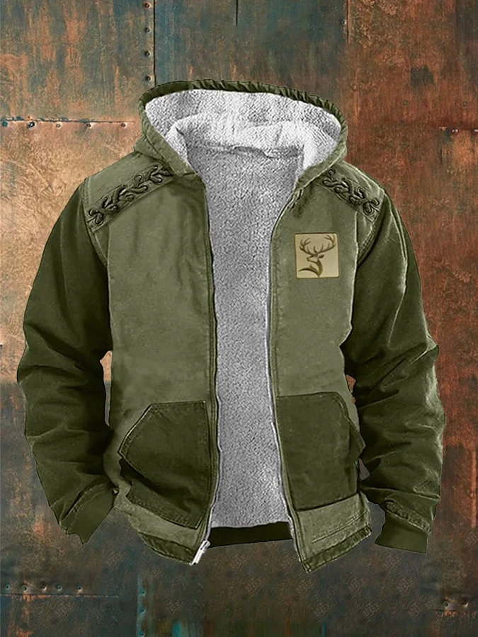 Men'S Contrasting Color Patchwork Print Casual Hoodie