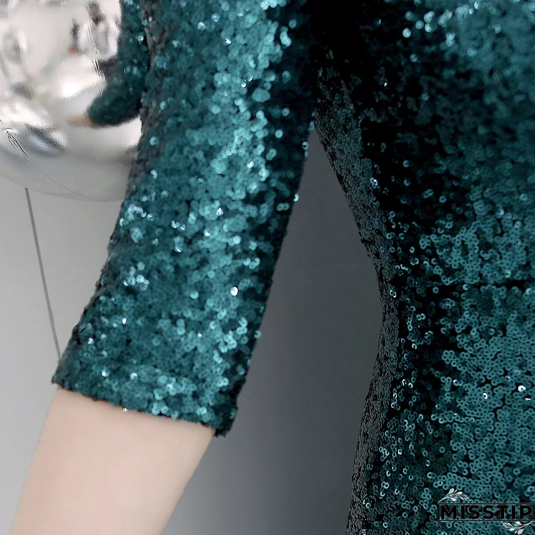 Women Sequin Formal Party Elegant Mermaid Skirt Maxi Evening Dress