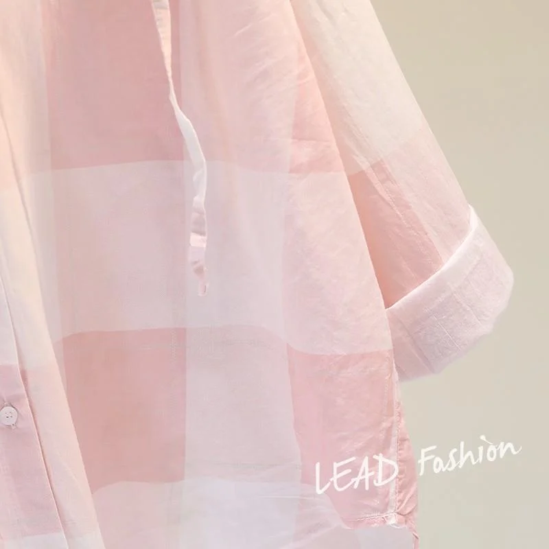 Uveng Uveng Lattice Hooded Sunscreen Woman 2025 Spring And Summer New Korean Version Of Loose Casual Shirt Thin Top Card