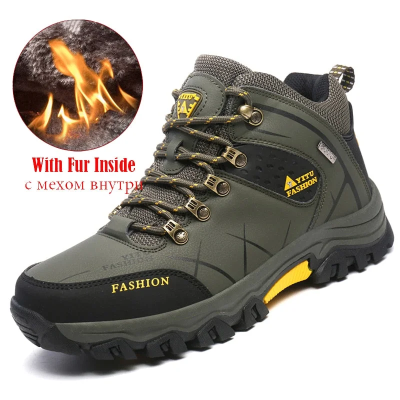 Winter Autumn Outdoor Boots Men Shoes Male Adult Casual Ankle Rubber Anti-Skidding Snow Boots Men Work Shoes Footwear Sneakers
