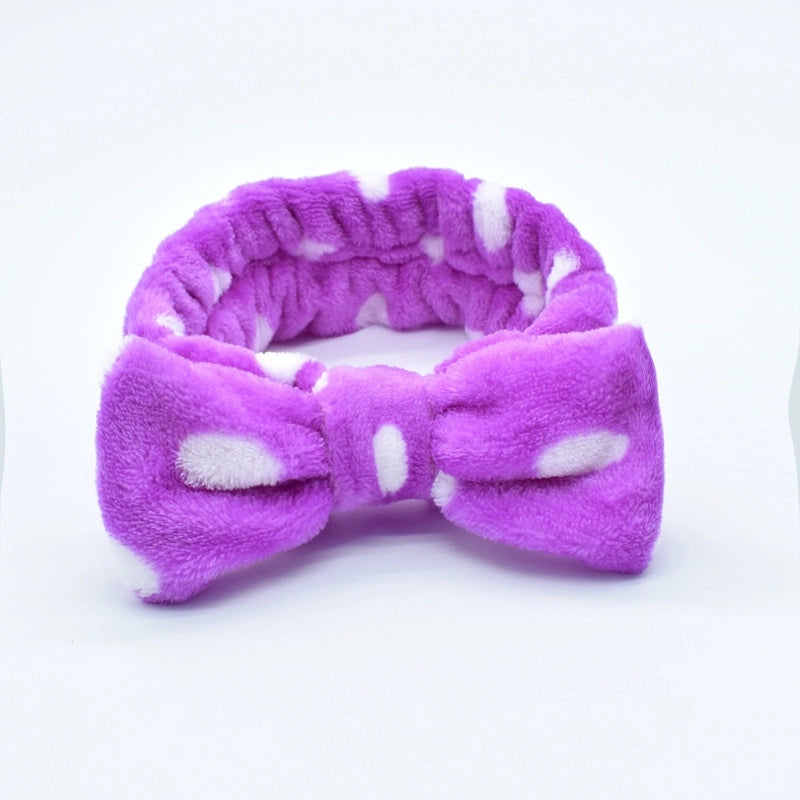 Fashion Stripe Polka Dots Flannel Bowknot Hair Band 1 Piece