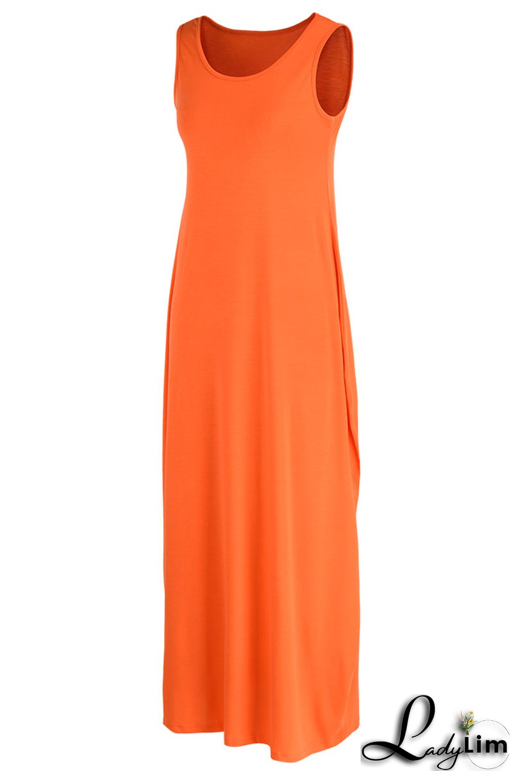 Yellow Casual Solid Patchwork U Neck Long Dress Dresses