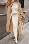 Women's Stylish Warm Long Solid Color Chunky Knit Cardigan