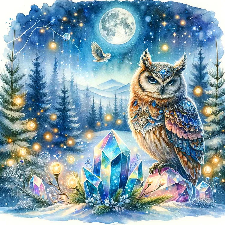 Owl 40*40CM (Canvas) Full Round Drill Diamond Painting gbfke