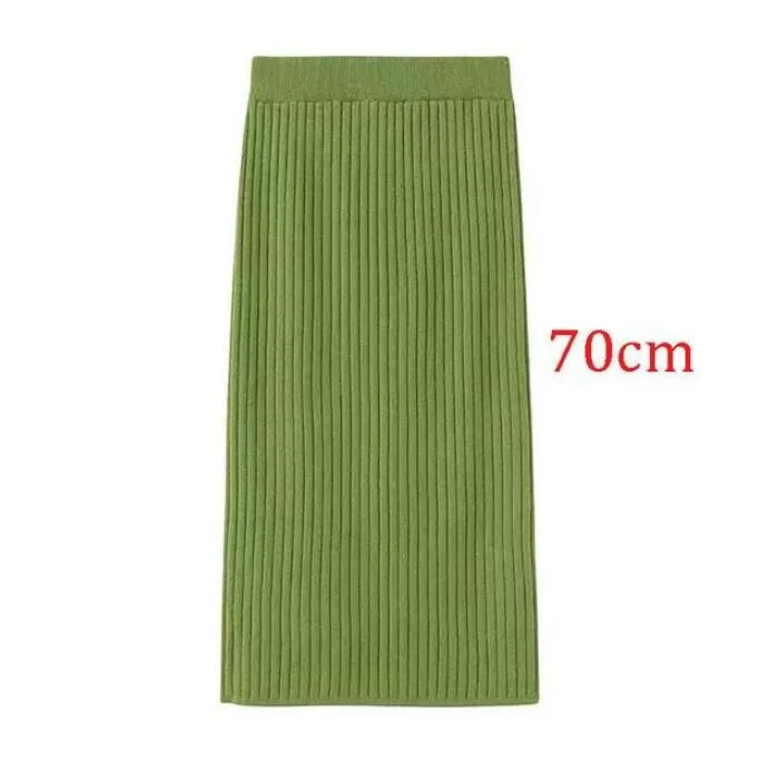 2020 Women's Spring Pencil Knitted Skirt High Waist Warm Elegant Knitting Ribbed Party Skirt Black Solid Ladies Office Skirts