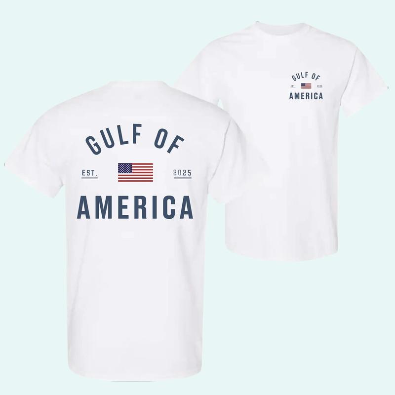 Loveyoufancy Gulf of America T-Shirt, 4th Of July Shirt, Patriotic Minimalist USA Flag Shirt, Unisex Relaxed Fit Short Sleeve