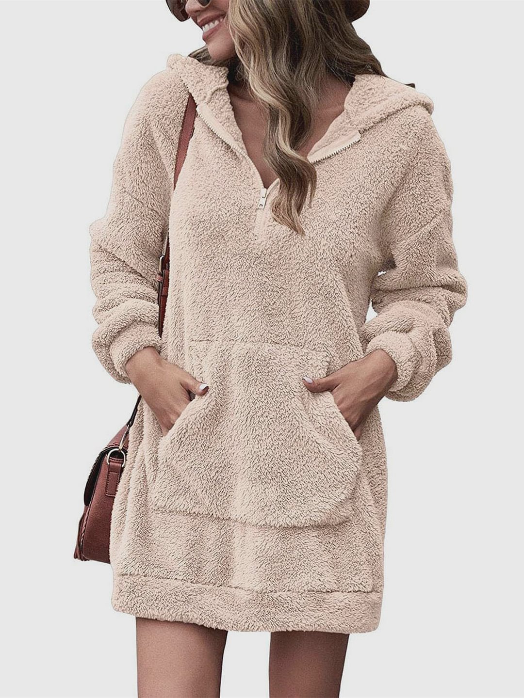Women Long Sleeve Hooded Pockets Zipper Sweatshirts Coats