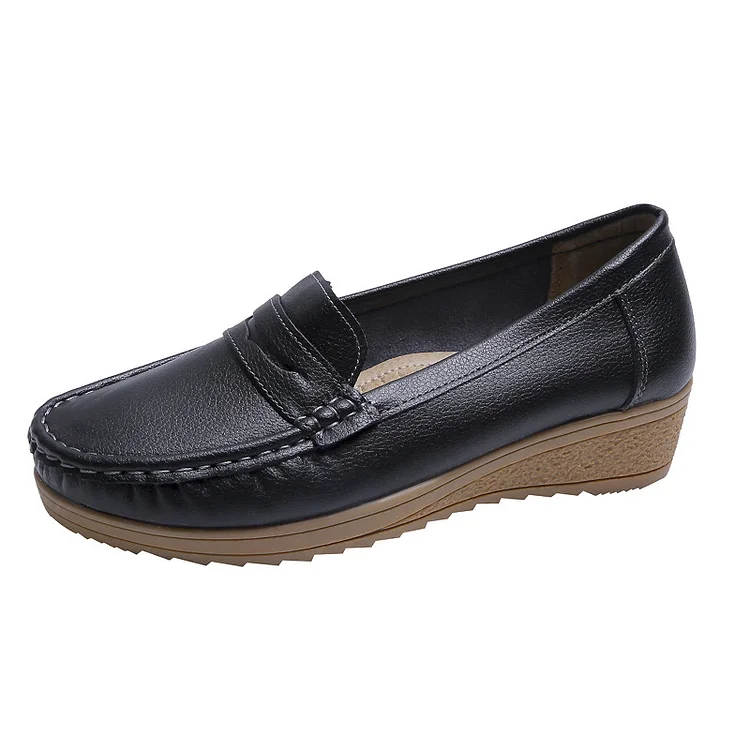 Women's Wide Fit Leather Loafers 111 Stunahome.com