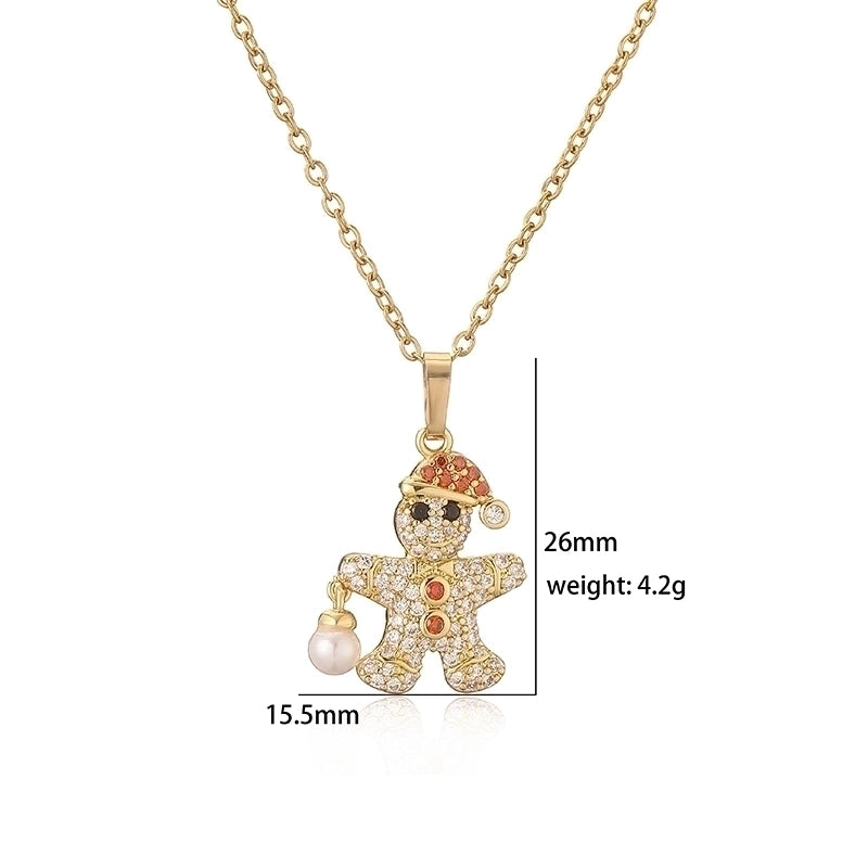 Copper Plating Inlay Christmas Hat Christmas Tree Santa Claus Zircon Pendant Necklace