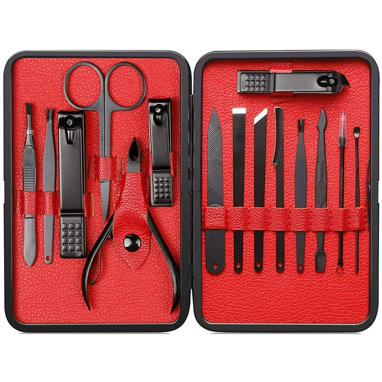 Nail Clippers Sets High Precisio Stainless Steel Nail Cutter Pedicure Kit Nail File Sharp Nail Scissors and Clipper Manicure Pedicure Kit Fingernails & Toenails with Portable stylish case (Black)