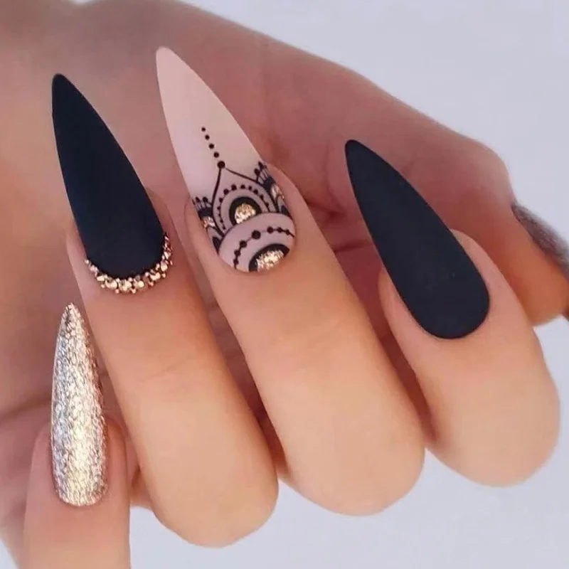 Churchf And White Simple Nail Wear Nail Nail Patch Geometric Nail Patch False Nail