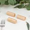 10 Pack | 2" Natural Farmhouse Cylindrical Wooden Place Card Holders, Rustic Table Number Stands