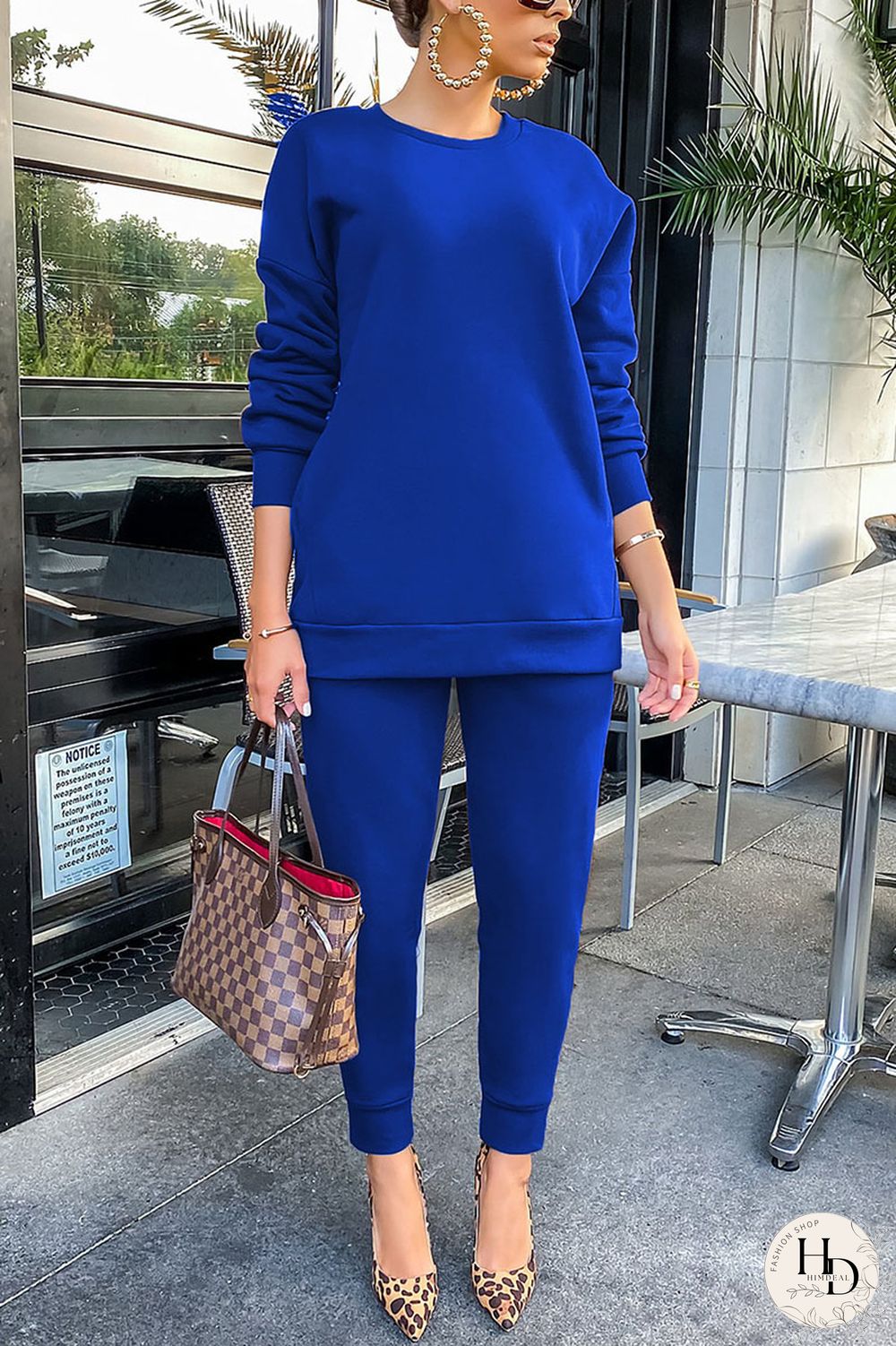 Yellow Work Daily Solid O Neck Long Sleeve Two Pieces