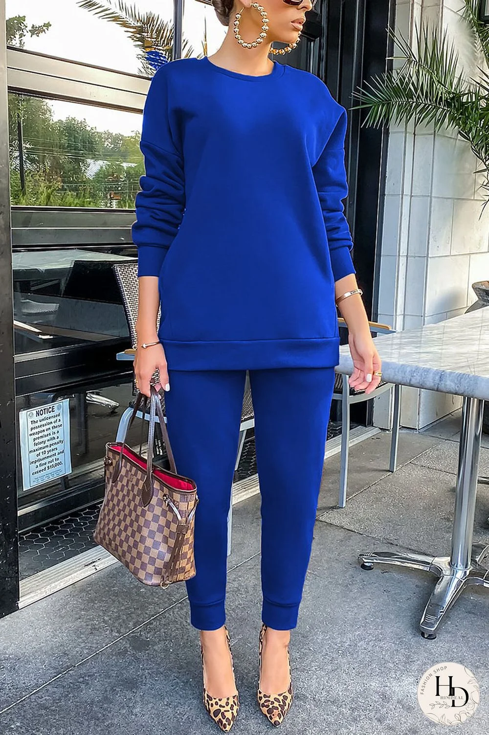 Yellow Work Daily Solid O Neck Long Sleeve Two Pieces