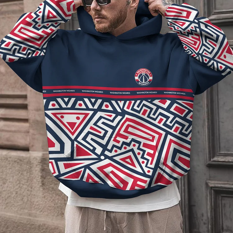 Washington Wizards Printed Hooded Pocket Pullover Hoodie