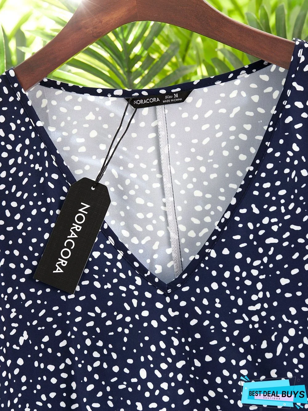 Casual V Neck Polka Dots Short Sleeve Woven Dress