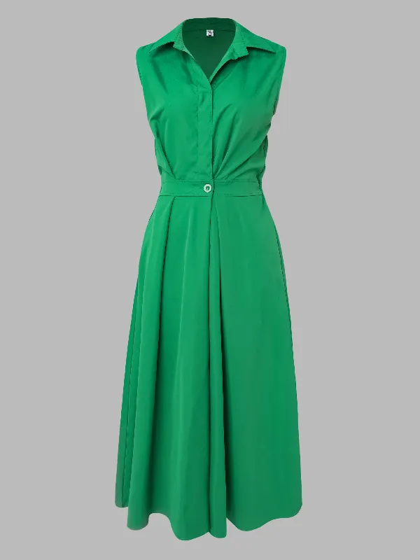 Fashion Solid Color Lapel Half Sleeve Mini Dress