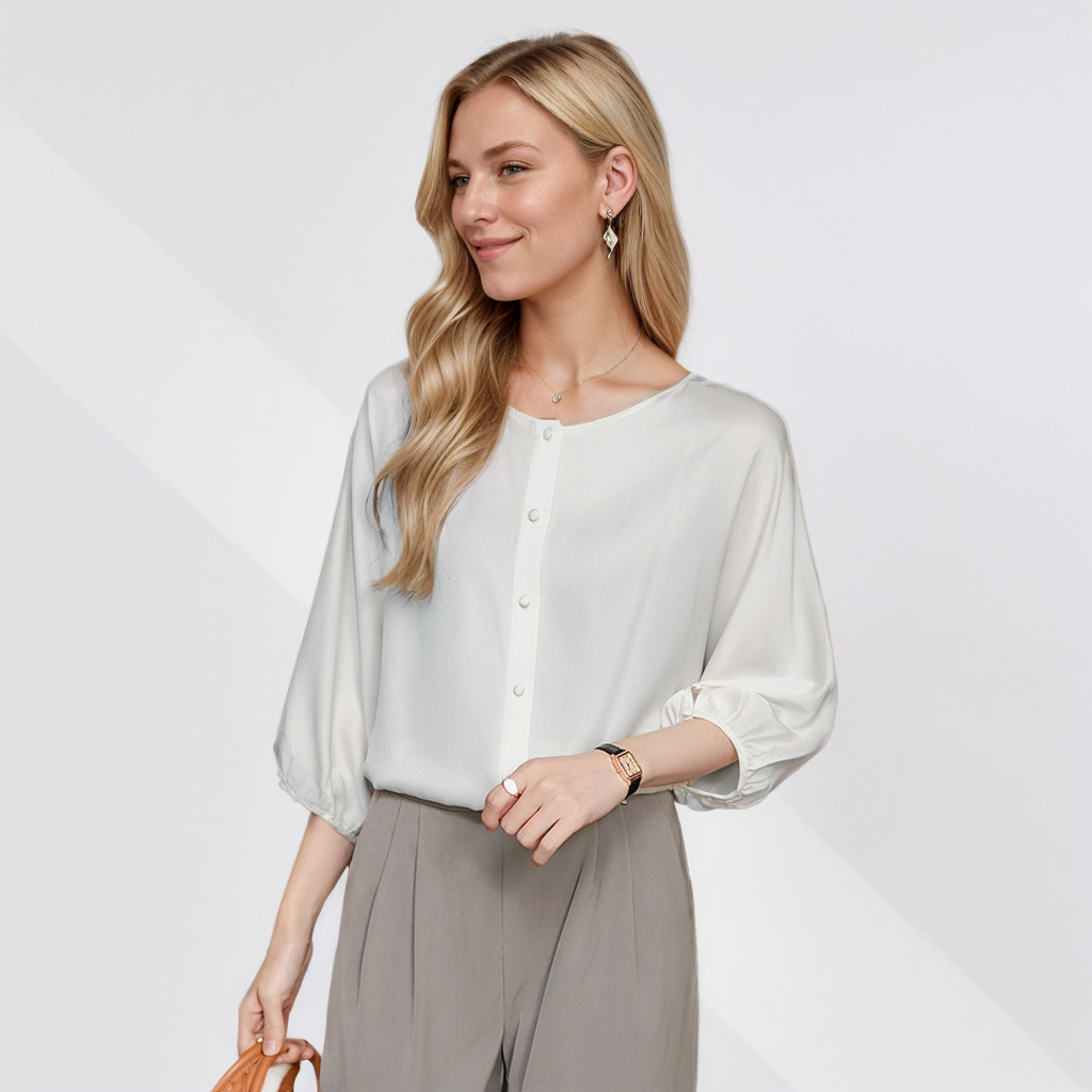 Solid Silk Top Loose Summer Style REAL SILK LIFE