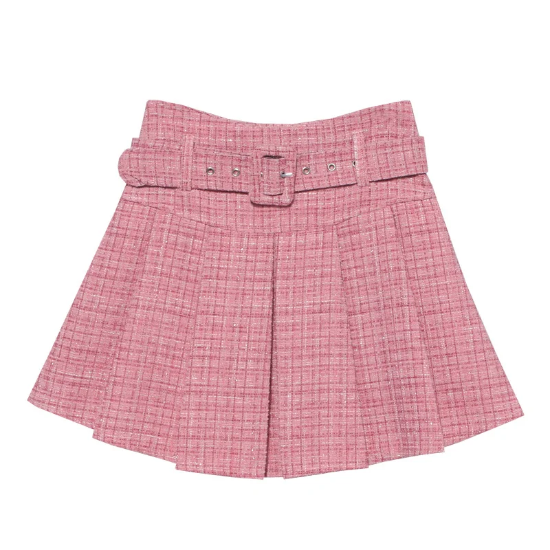 Uveng Autumn And Winter New Coarse Flowers Of The Hundred-Fold Skirt Pink Skirt High Waist Slim Skirt A Word Anti-Light Skirt 8211