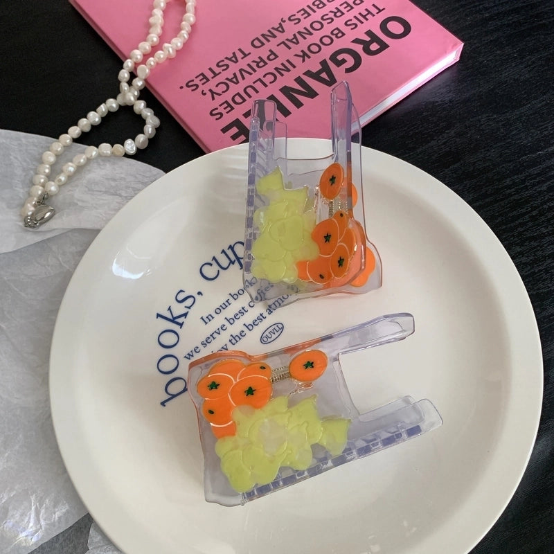 Women’s IG Style Minimalist Plastic Bags Fruit Acetic Acid Sheets Hair Claws