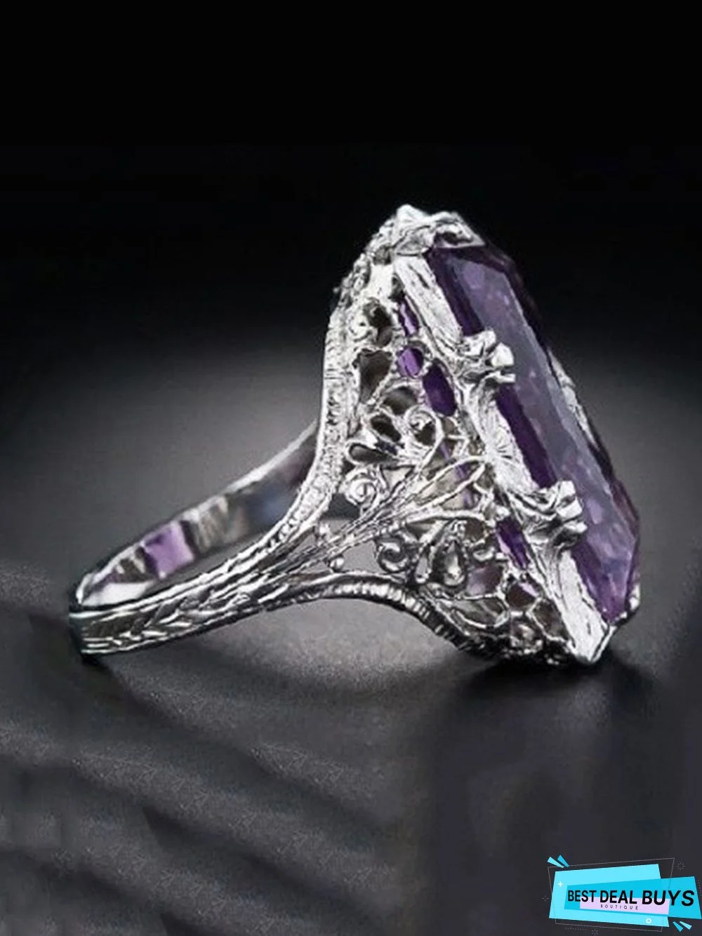 Amethyst Zircon Ring