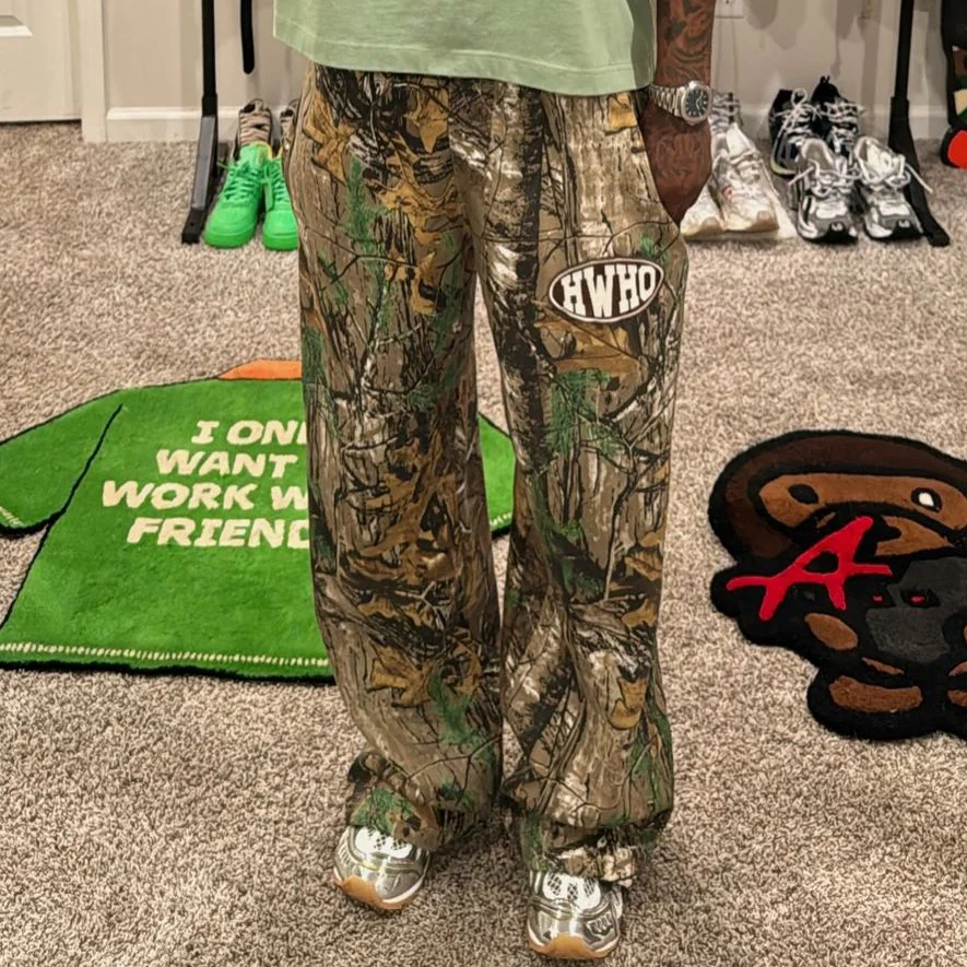 Sopula Vintage Hollywood Camouflage Graphic Flared Sweats Trousers - SOPULA