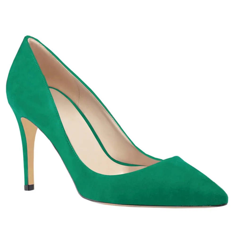 90mm Middle Heels Pointy Toe Pumps-vocosishoes
