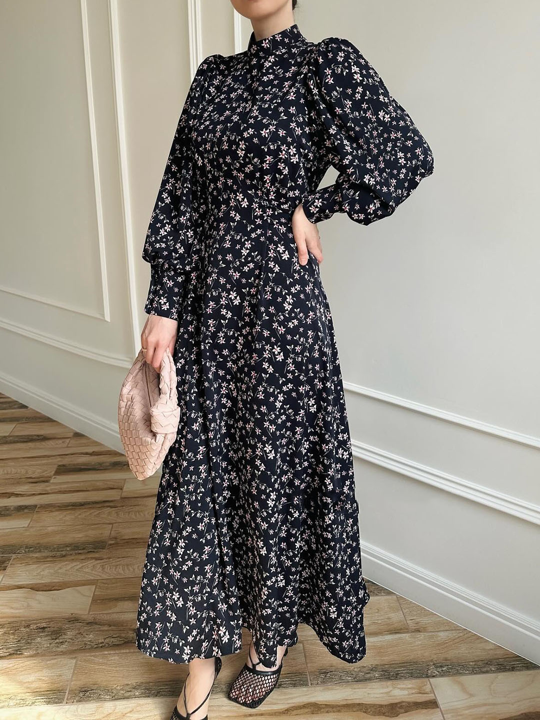 Elegant Loose Strappy Floral Satin Dress | Oxredo Shop Ramadan Sale