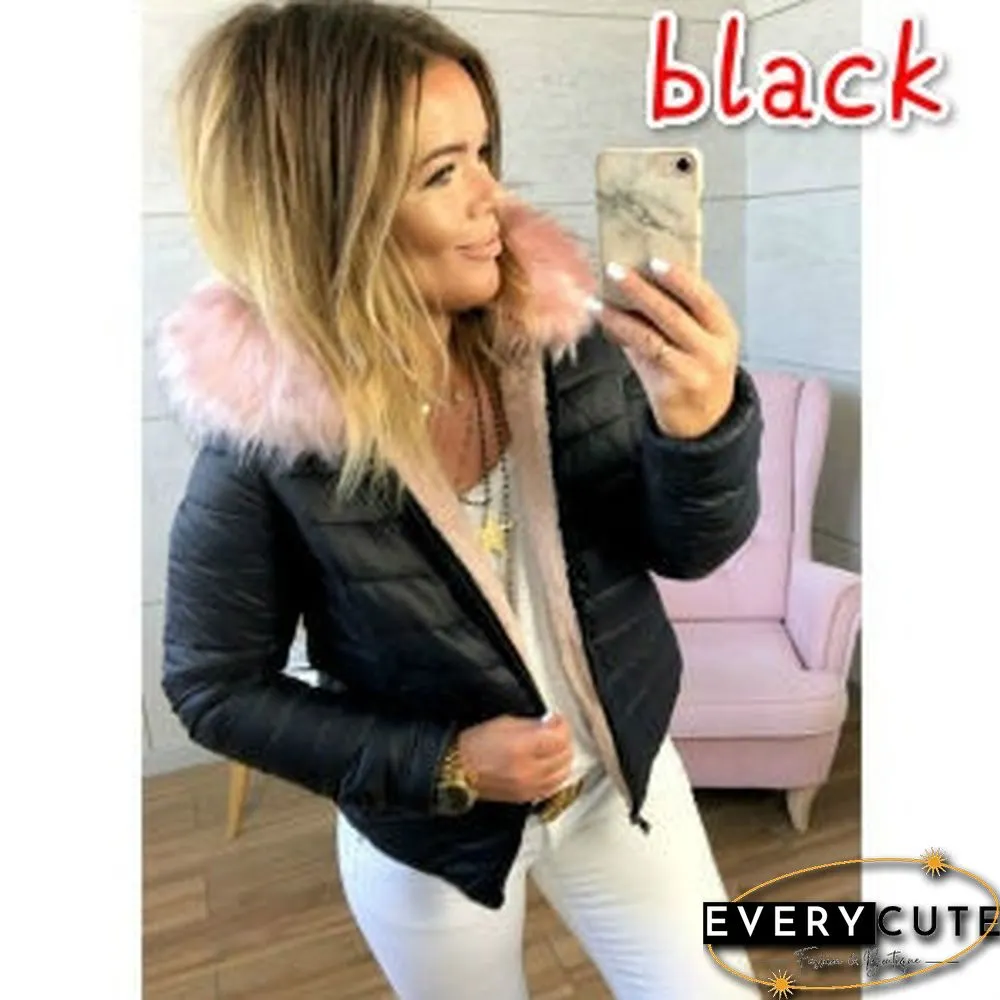 New Fashion Women Long Sleeve Faux  Fur Hooded Winter Coat Casual Vintage Lady Thick Warm Padded Faux Fur Coat Outwear Jackets Plus Size S-3XL