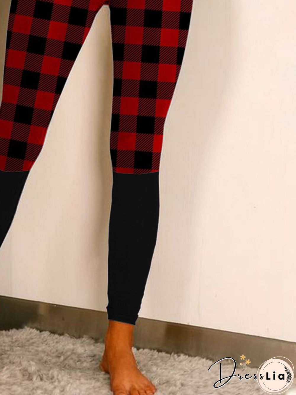 Casual Cotton Blends Checked/Plaid Leggings