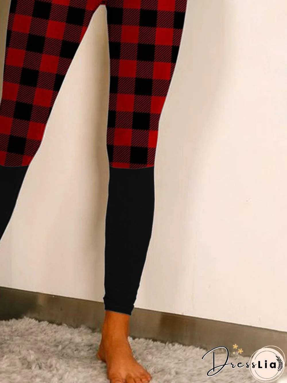Casual Cotton Blends Checked/Plaid Leggings